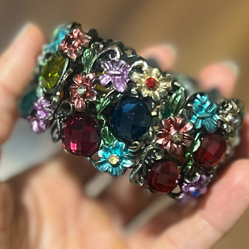 Wide Multicolor Statement Flexible Cuff Bracelet